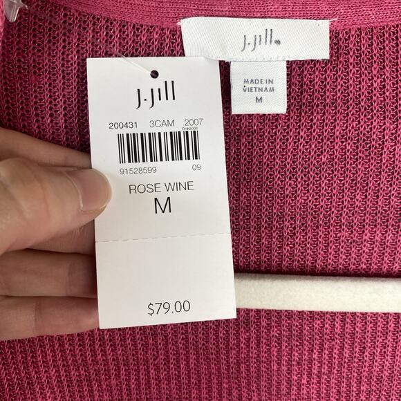 J Jill Sweater Womens Meidum NEW Linen Rayon Casual Knit Cardigan Office Career - Picture 5 of 9